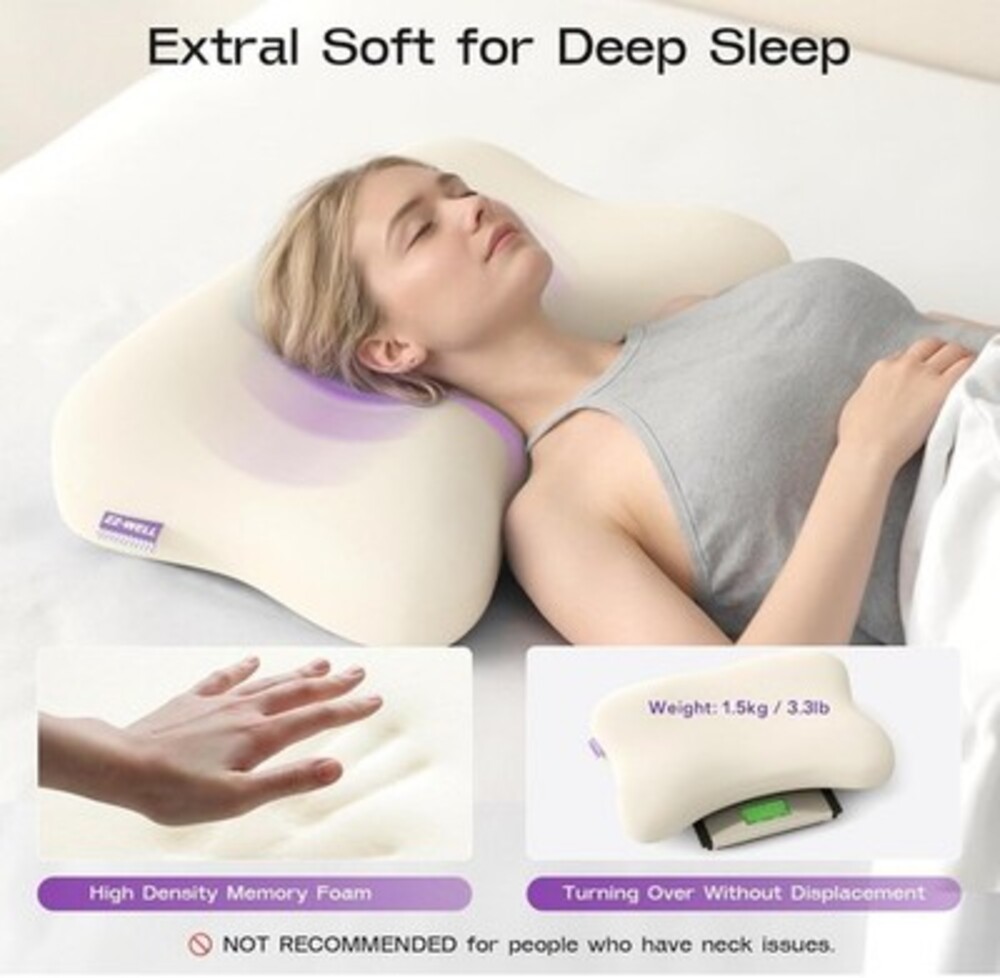 ZZ-WELL Cervical Neck Pillow for Side Sleepers - Patented Cooling Memory Foam - Picture 3 of 8